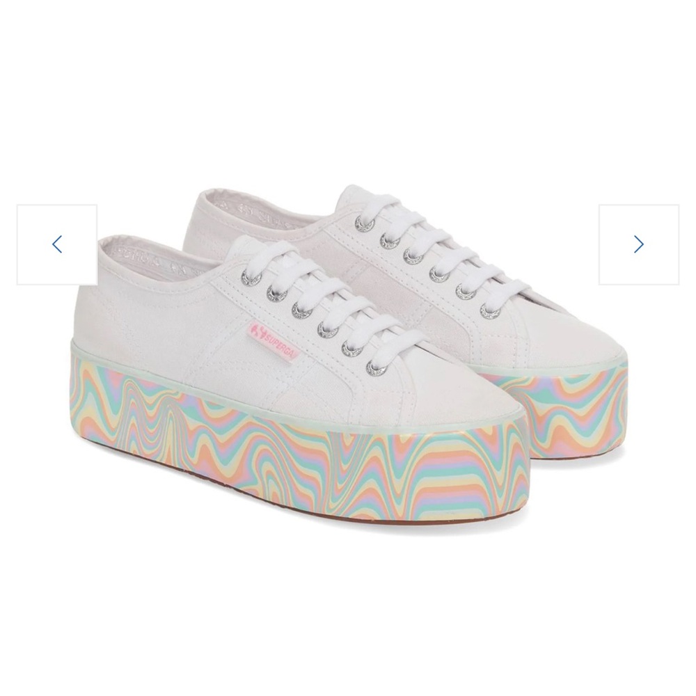 Superga multicolor liquify sole sneaker in white